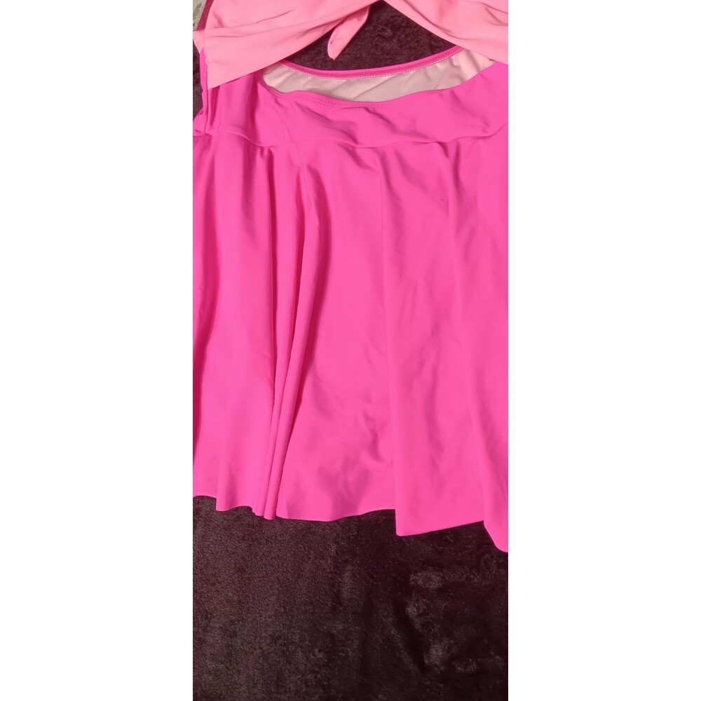 NWT! B2Prity Cutout OnePiece Swimdress Swimsuit XL Pink Colorblock Tummy Control - Picture 7 of 12